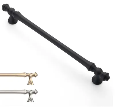 Zdjęcie produktu dla Solidchoice - Zestaw 6 czarnych uchwytów do szafek, rozstaw otworów montażowych 192 mm