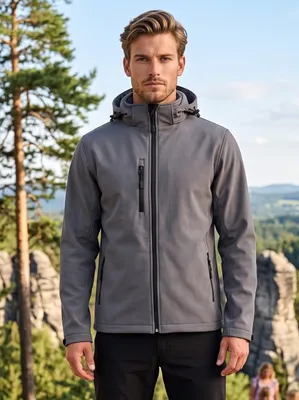 Immagine prodotto di Giacca softshell da uomo ALTISPORT NP/ALM225, colore grigio scuro, dettagli in contrasto. Taglia: 4XL