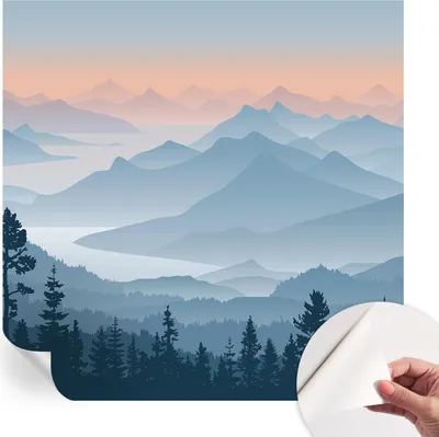 Produktbild von Selbstklebende Wandtapete - Dekorative Tapete für Wohnzimmer - Klebefolie für Wandbilder - Tapetenfolie für Wanddekoration - 250x250 cm - Bergpanorama