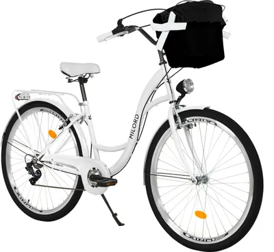 Produktbild von Milord Komfort Fahrrad Mit Korb Damenfahrrad, 26 Zoll, Weiss, 7 Gang Shimano