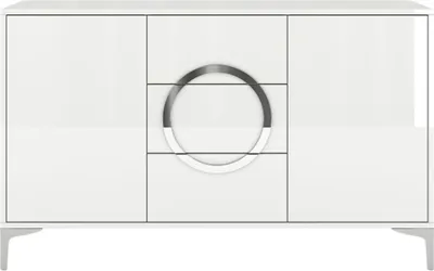 Produktbild von Eva Moderne Möbel Mit Silbernen Akzenten / Hochglanz / Kommode / 3 Schubladen / 138 Cm / Weiß
