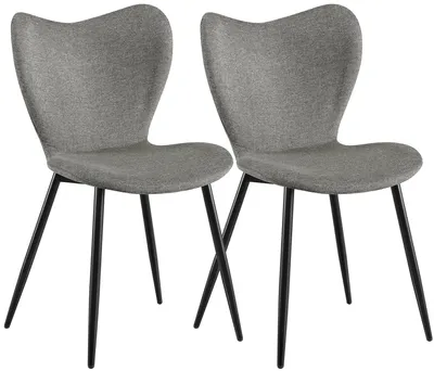 Produktbild von CLP 2er Set Esszimmerstühle Maika gepolstert mit Rückenlehnen belastbar bis 150 kg grau Material Stoff