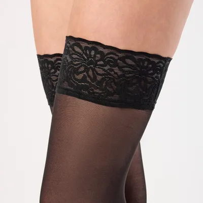 Produktbild von Merry Style Damen Halterlose Feinstrümpfe 15 DEN MSSS005 (Nero, M/L)