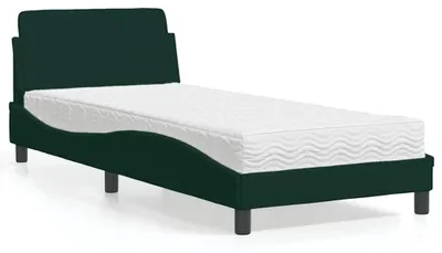 Produktbild von vidaXL Bett mit Matratze "Dover" Dunkelgrün 80x200 cm Samt