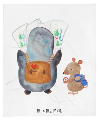 Produktbild von Mr. & Mrs. Panda Kuscheldecke Pinguin & Maus Wanderer - Weiß - Geschenk, Bettdecke, Decke, Abenteuer, Pinguine, Tagesdecke, Plaid, Wohndecke, Wandern