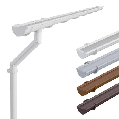 Produktbild von INEFA Dachrinnen Set Kunststoff NW125 / 125mm halbrund Weiß 4m – Regenrinne Dachrinne Fallrohr Set PVC für Gartenhaus und Carport
