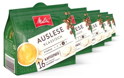 Produktbild von Melitta Auslese klassisch Pads, Kaffeepads für Pad-Maschinen, 5er / 10er Set
