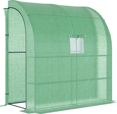 Produktbild von Foliengewächshaus Tomatengewächshaus mit Mesh Fenster, Treibhaus mit aufrollbaren Türen, Anzuchthaus mit UV Schutz, Grün, 200 x 100 x 215 cm