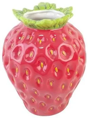 Produktbild von Blumenvase Keramik-Vase Erdbeer Frutta, Rot, 18,5 x 18,5 x 23,5 cm