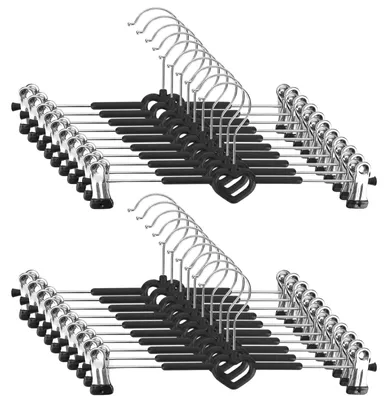 20 Kleiderbügel mit Klemmen, 30 cm, drehbar, rutschfest