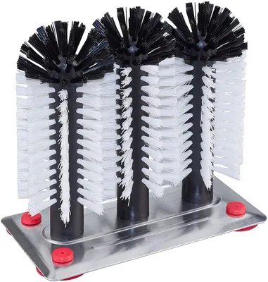 Produktbild von BÜMAG eG Profi Gläserspülbürste mit 3 Säulen (18/18/18 cm) - mit großer Aluminium-Saugplatte - Gläserbürste - Spülbürste für Gläser