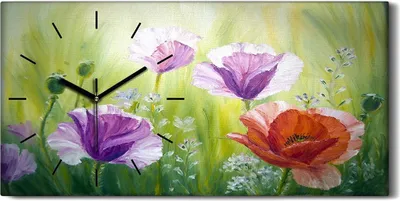 Produktbild von Dekor Leinwand Uhr Wandbilder Geräuschlos 60x30 Gemälde Blumen Pflanzen Kunst - schwarze Hände