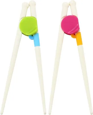 Produktbild von Kinder-Shushi-Sticks – 2 Paar Sushi-Sticks für Kinder – Kunststoff – Essstäbchen für Kinder – Essstäbchen – 2 Paar – Grün und Pink – CHPN