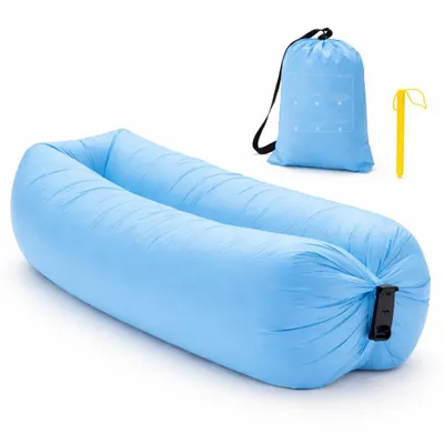 Produktbild von Aufblasbares 180×65cm Luftsofa mit Tragetasche, Leicht abwischbares Luftbett, Camping Sofa - COMFYAIR Blau