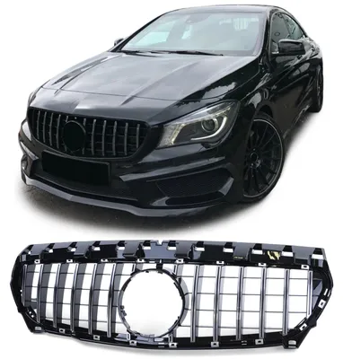 Sport Kühlergrill Schwarz Glanz Chrom passt für Mercedes CLA C117 2013-2016 – Produktansicht