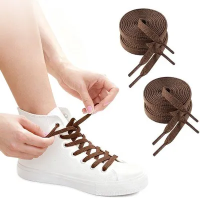 Obrázok produktu pre Biele šnúrky do športových tenisiek, dĺžka 80 cm, šírka 8 mm
