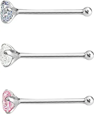 Produktbild von 3 Teile/satz Frauen Zirkonia Edelstahl Nasenstecker Körper Piercing Schmuck-Silber