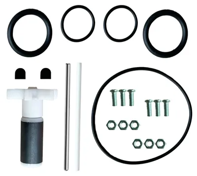 Productafbeelding van Dichtingset voor Coleman Lay-Z-Spa waterpomp met schoepenrad, P4071 58113 E02. Set bevat: schoepenrad met 5 O-ringen, 1 keramische as en 1 roestvrijstalen as (zwart).
