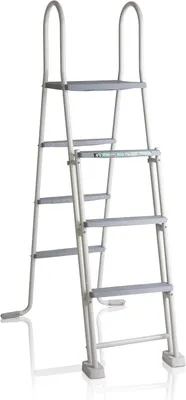 Zdjęcie produktu dla Schody do basenu - Drabinka bezpieczeństwa - Bezpieczne pływanie - Stopnie antypoślizgowe - 137 cm - Szary
