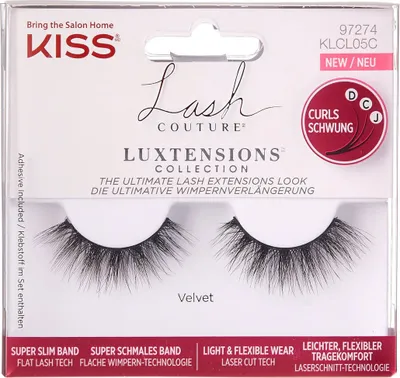 Produktbild von KISS | Wimpern auf Band VELVET - Schwarz - Lange, dichte und stark gewellte Wimpern - Kleber inklusive