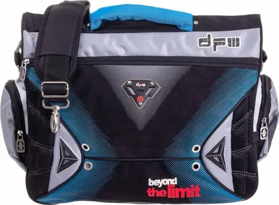 Produktbild von Mel-O-Design Messenger A4 Aktentasche 1149 Schultertasche ca. 14 Liter für Schule oder Büro schwarz / blau