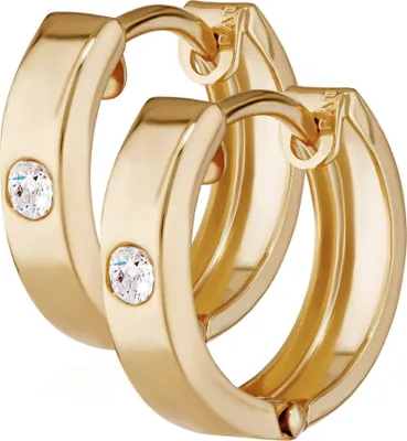 Produktbild von Paar 585 Gelbgold Klappcreolen Ohrringen 12,5 X 3,1mm Zirkonia Quadratisch 4921