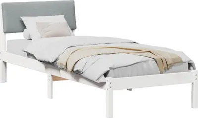 Productafbeelding van Bedframe Wit en lichtgrijs 80 x 200 cm Massief grenenhout
