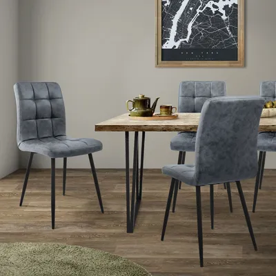Produktbild von ML-Design  Esszimmerstühle 4er Set Anthrazit Küchenstuhl Kunstleder Wohnzimmerstuhl Rückenlehne Polsterstuhl Metallbeinen Ergonomischer Stühle