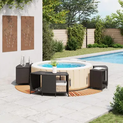 Immagine prodotto di vidaXL Bordo per vasca idromassaggio in poly rattan nero e legno massiccio di acacia