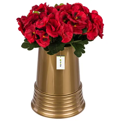 Produktbild von Friedhofsvase in Kegelform Spitzel Grabstein Grabdekoration Grabsteckvase Blumenvase H 24 cm Ø 11 cm Golden Grabblumenkompositionen für lebende und künstliche Blumen
