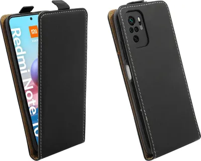 Produktbild von Flip Case kompatibel mit XIAOMI REDMI NOTE 10 5G Handy Tasche vertikal aufklappbar Schutzhülle Klapp Hülle Schwarz