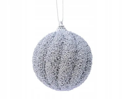 Imagen del producto de Adorno navideño esférico, con relieve, color plateado, 8 cm