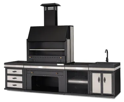 Produktbild von Schwarze Außenküche aus Edelstahl modern und langlebig