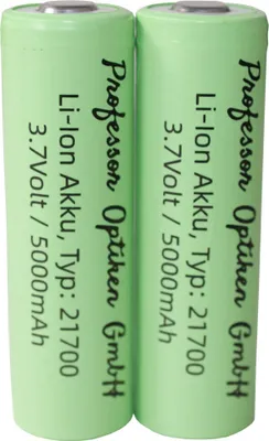 Produktbild von Professor Optiken 2x 21700 Li-Ion Akku 5000mAh 3,7V 15A Hochleistung mit PCB-Schutzelektronik für Taschenlampen & E-Zigaretten