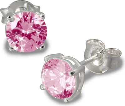 Produktbild von SilberDream Ohrstecker Damen Silber rosa rund Zirkonia Ohrringe 6mm SDO716A