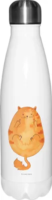 Produktbild von Mr. & Mrs. Panda Thermosflasche Katze Mittelfinger - Weiß - Geschenk, Trinkflasche, Genervt, thermosflaschen, Cats, Tiger, Trinkgefäß, Katzen, Wasserflasche, Cat