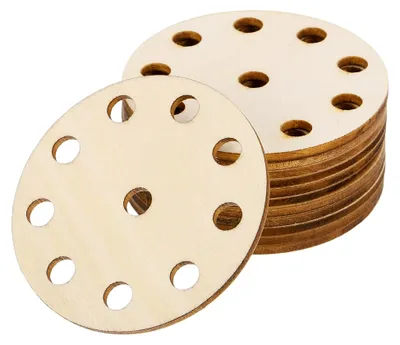 Produktbild von 12 Stück Holzwebrahmen mit 10 Löchern, 56 mm Durchmesser, runde Tabletwebrahmen für Strickwebstuhl Zubehör