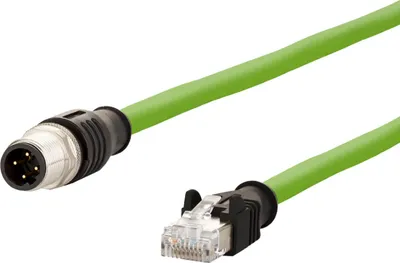Productafbeelding van METZ CONNECT verbindingskabel M12 ST-RJ45 ST, 4-polig, D-codering, RJ45, 5 meter