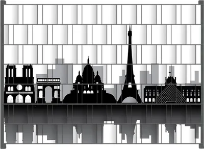 Produktbild von Wallario Zaunsichtschutz mit Motiv Silhouetten Pariser Sehenswürdigkeiten für Ein- und Doppelstabmatten Zäune in der Größe 200 x 140 cm