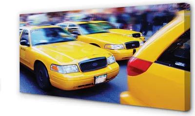 Immagine prodotto di Stampa su tela, dimensioni 100x50 cm, opera d'arte da parete, taxi giallo, città