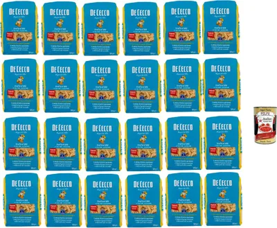 Produktbild von De Cecco Trofie Nr. 188, Hartweizenpasta 24 x 500 g - ligurische Spezialität, langsam trocknend 9 h, feste Textur - 11 min backen (al dente 9 min) -  Italy + Italian Gourmet Polpa 400g