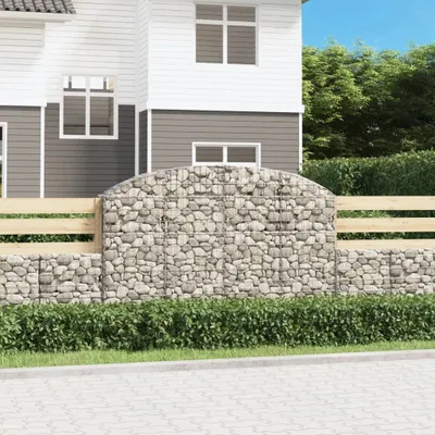 Zdjęcie produktu dla The Living Store Gabion z wysokim łukiem 200x30x120/140 cm Ocynkowane żelazo