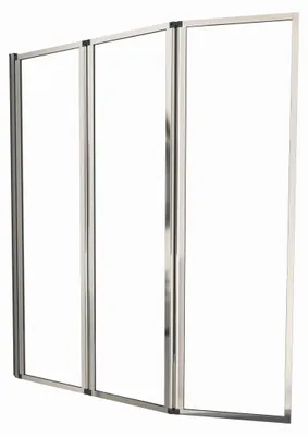 Obrázek produktu pro Vanová skládací zástěna Marwell Triple Chrome, 3-dílná, 125x143 cm - sprchová zástěna na vanu v chromovém provedení - vanová zástěna s čirým sklem - sprchová přepážka