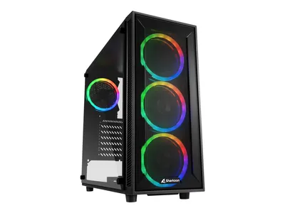 Zdjęcie produktu dla Sharkoon TG4M RGB, PC, Czarny, ATX, micro ATX, Mini-ITX, Gaming, Multi, wentylator kieszonkowy