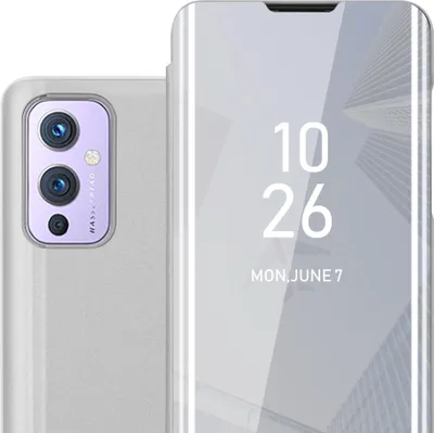 Obrázok produktu pre Cadorabo puzdro na mobilný telefón pre OnePlus 9 v striebornej farbe zadný kryt ochranný kryt knižka puzdro knižka