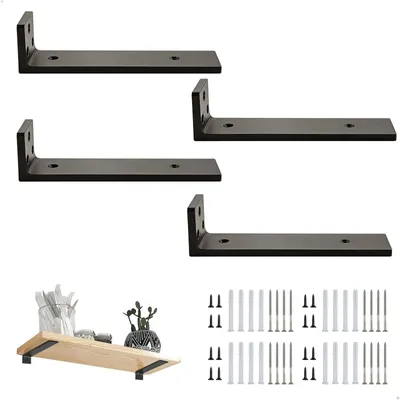 Productafbeelding van 2 Stuks Zware Plankhouders - L-hoek Plankdragers voor Wandmontage