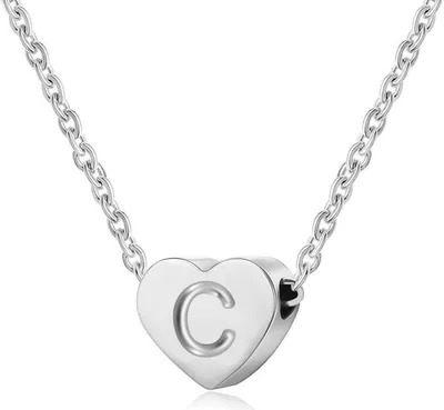 Produktbild von Damen Halskette Silber Buchstabenherz Anhänger Initialschmuck