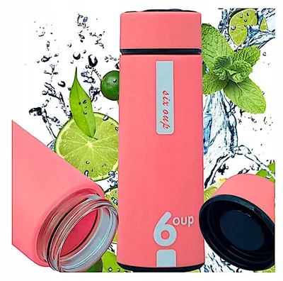 Produktbild von Motivations-Trinkflasche aus Glas 450ml mit Hülle Rosa