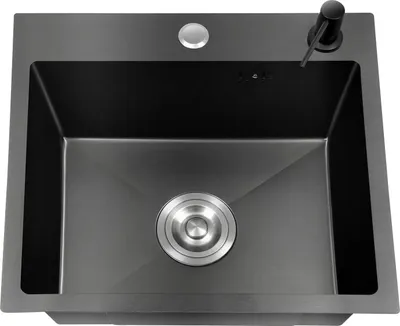 Obrázek produktu pro Kuchyňský dřez - Jednomísový - Nerezová ocel 201 - 41 x 30,5 cm - Odkapávací koš - Dávkovač mýdla 150 ml - Přepad - Bez baterie - Černá barva