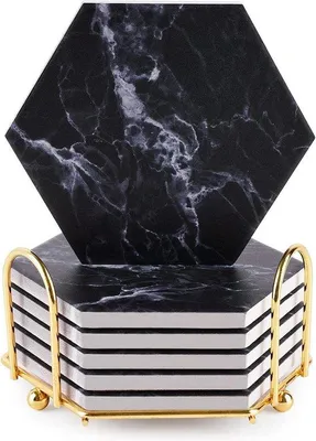 Immagine prodotto di Vassoietti in marmo assorbenti da 10 cm, 6 pezzi, color oro